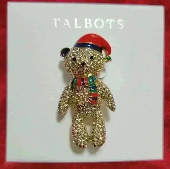 Talbots-Rhinestone Teddy Bear Brooch - Picture 1 of 3